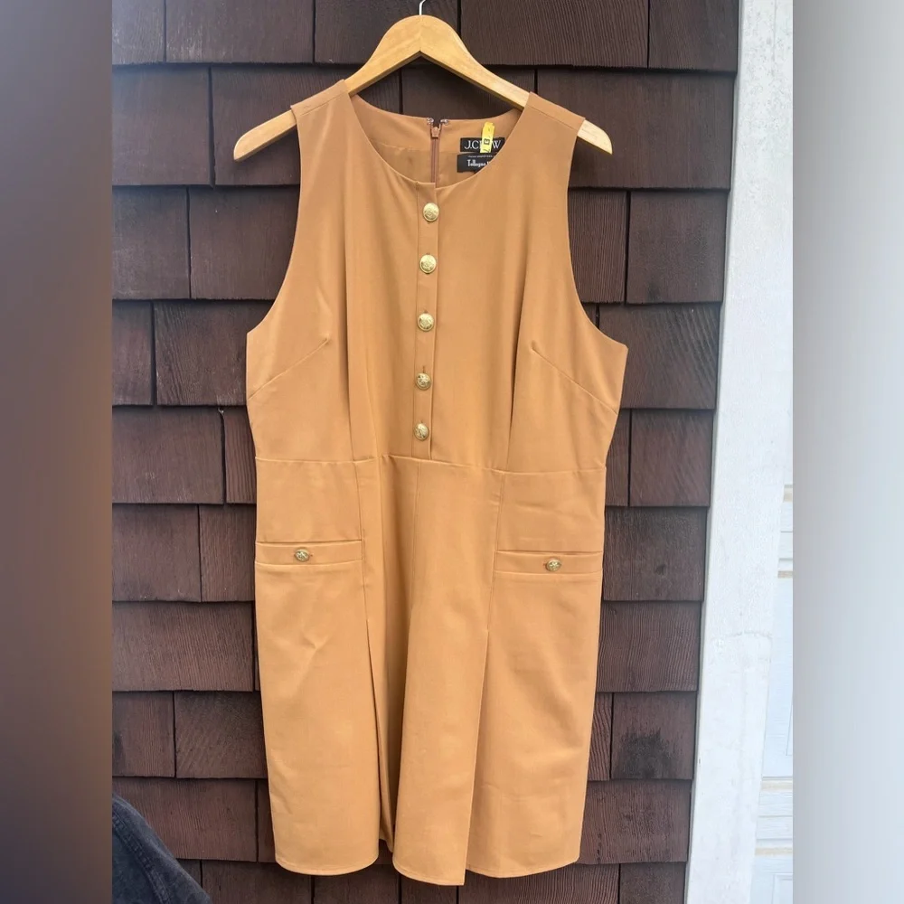 J. Crew Tollegno 1900 Italian wool mini dress • jumper with gold buttons •US 16 - Picture 2 of 8